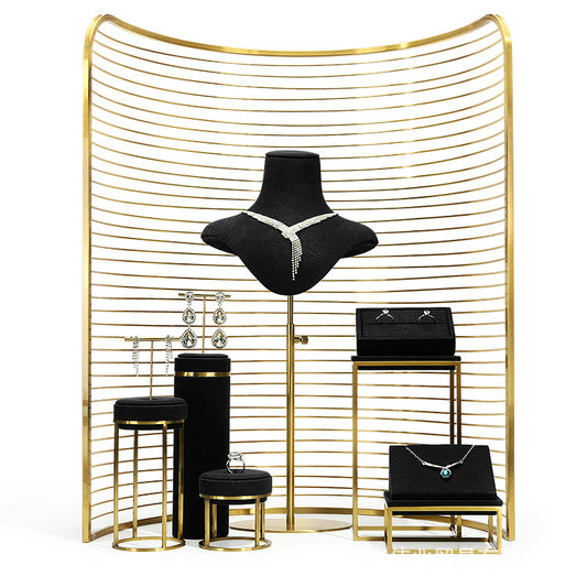 earring display and bracelet display - Black Microfiber Display Stand Earrings Bracelets C01541 front view