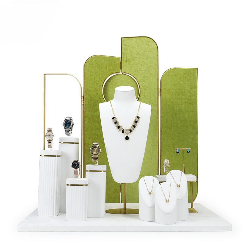 earring display and necklace display - Velvet Leather Display Stand Earrings Necklaces C02031 front view