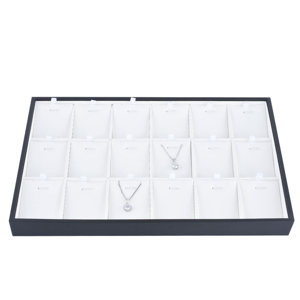 earring display and pendant display - White PU Earring Pendant Tray Earrings T001-18P PU-W front view