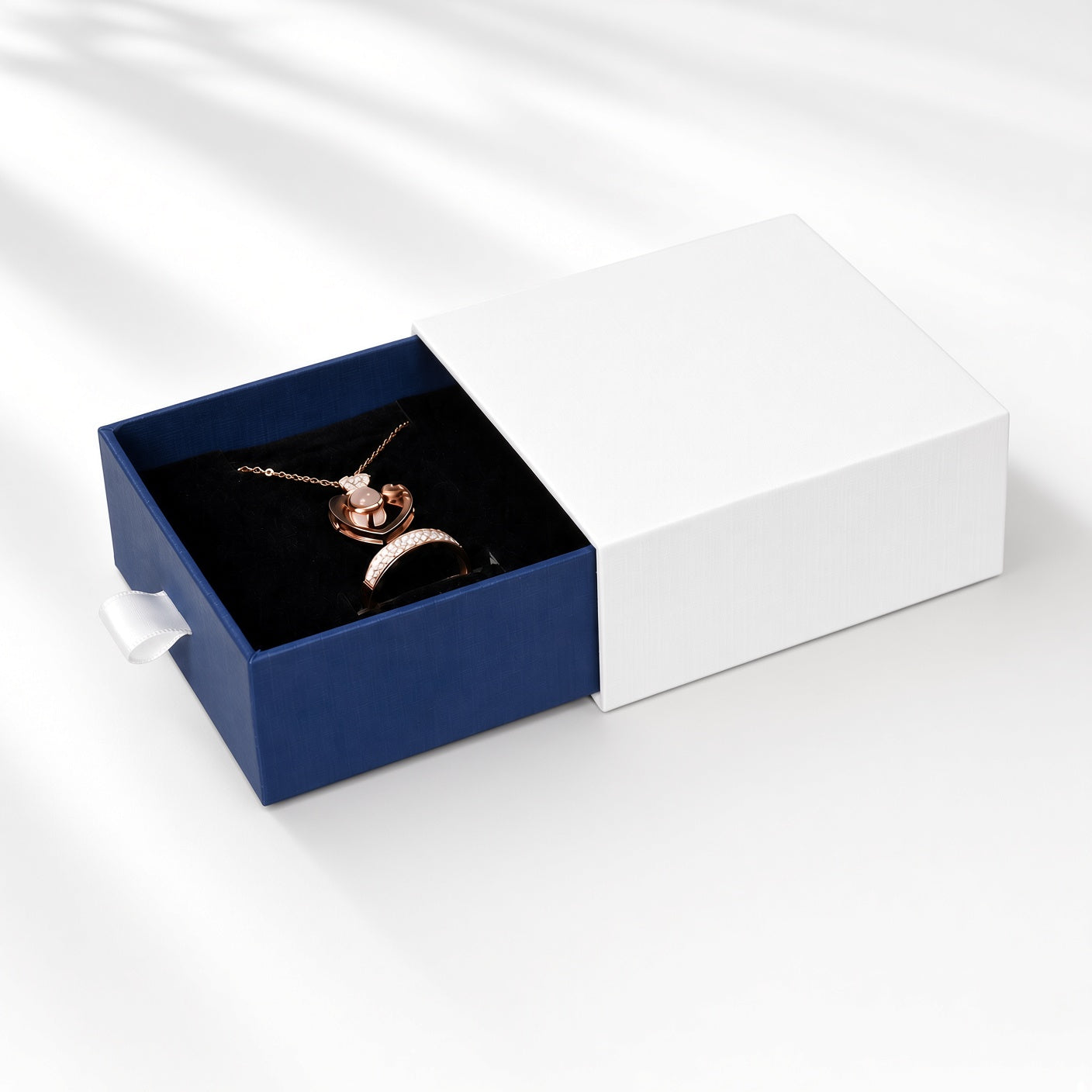 White & Blue Drawer Jewelry Boxes – 24 Pack