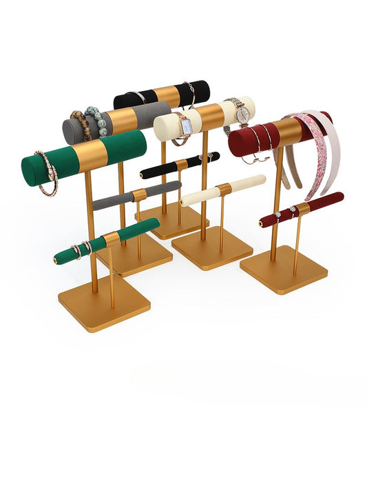 Premium Multi-Color Microfiber & Metal Jewelry Stand, Bracelet & Ring Display Holder