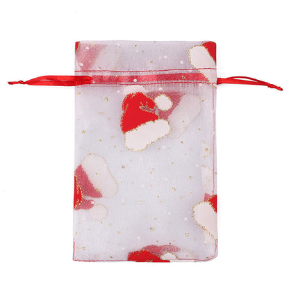 50PCS 100PCS 10x15 13x18CM Christmas Drawstring Organza Bag Jewelry Chocolate Party Gift Packaging Bag