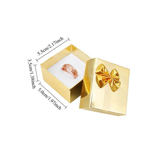 Gold ribbon paper ring jewelry gift box, size guide