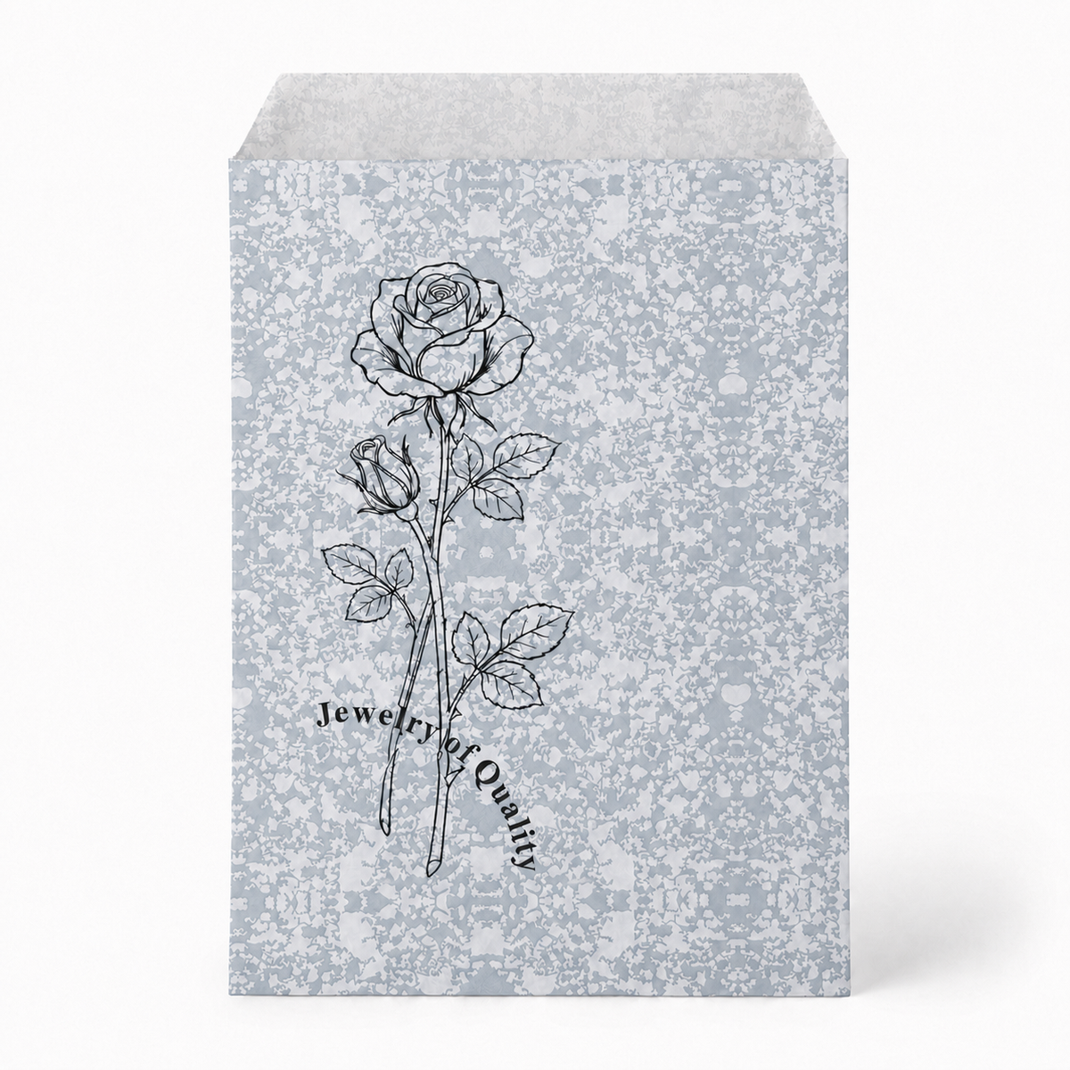 jewelry bag - 100 Silver Rose Paper Envelopes EN125 front view