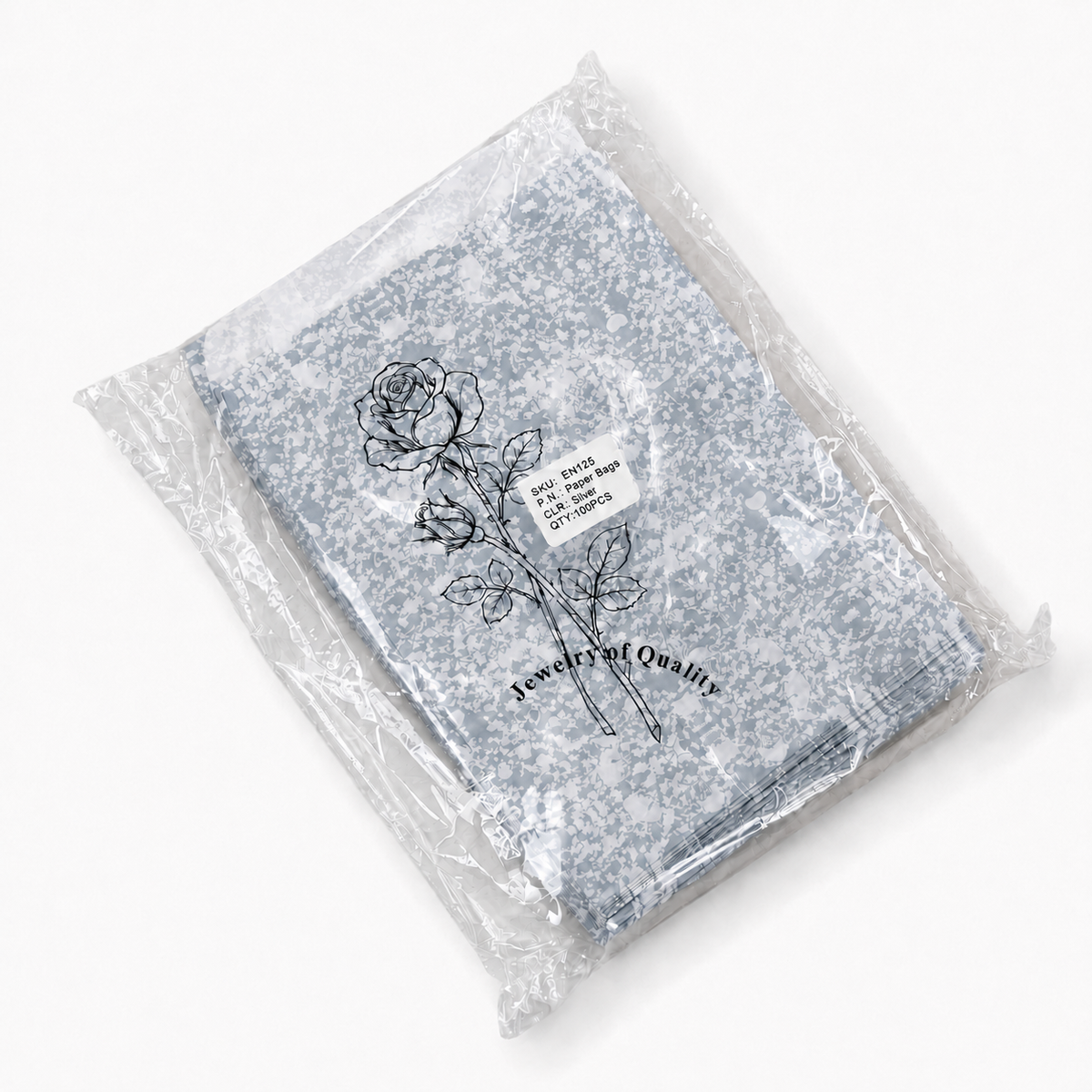 jewelry bag - 100 Silver Rose Paper Envelopes EN125 product view 05