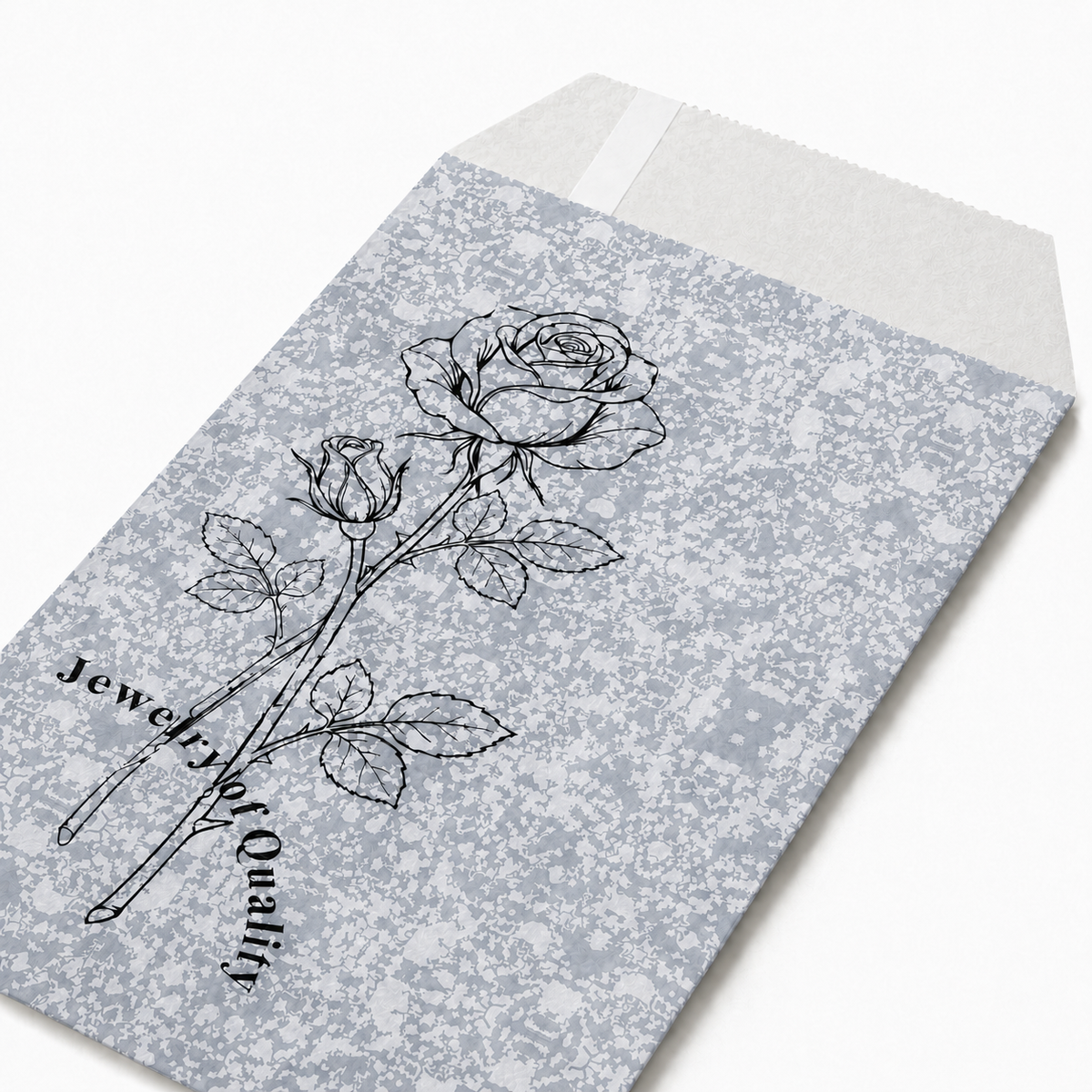 jewelry bag - 11 Silver Rose Paper Envelopes EN124 detail view