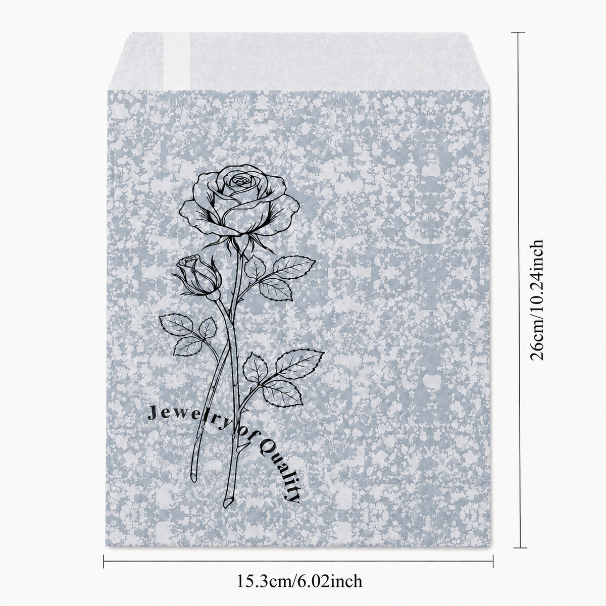 jewelry bag - 11 Silver Rose Paper Envelopes EN124 open view