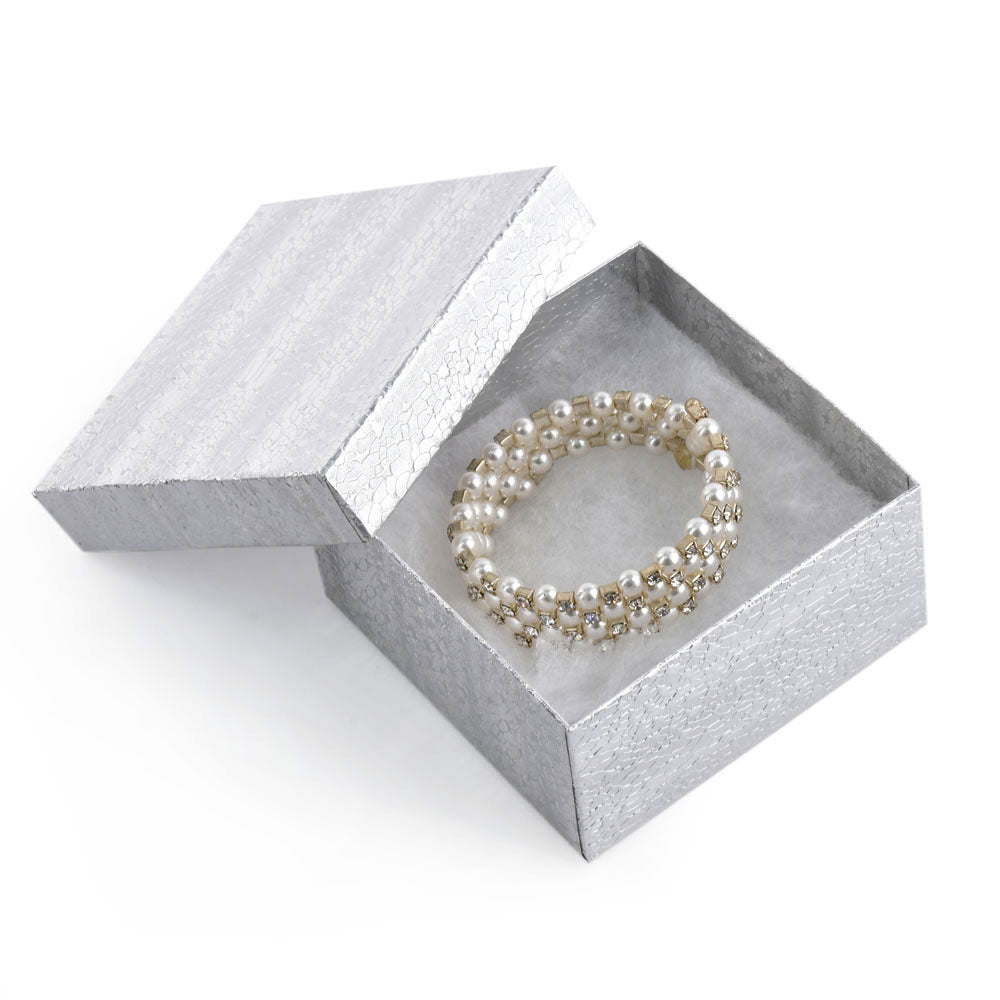 jewelry box - 100pcs Silver Cotton Cardboard Boxes BX2834S front view
