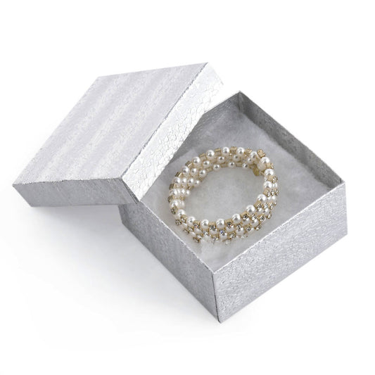 jewelry box - 100pcs Silver Cotton Cardboard Boxes BX2834S front view