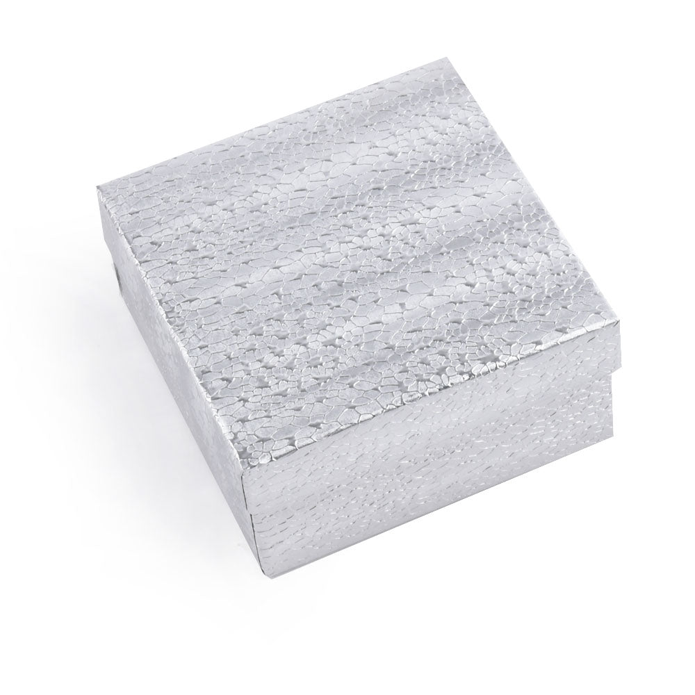 jewelry box - 100pcs Silver Cotton Cardboard Boxes BX2834S open view