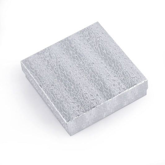 jewelry box - 100pcs Silver Cotton Boxes BX2833S open view