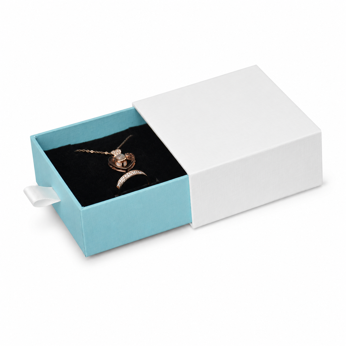 jewelry box - White & Baby Blue Drawer Jewelry Boxes 24 Pack B2533-T product view 05