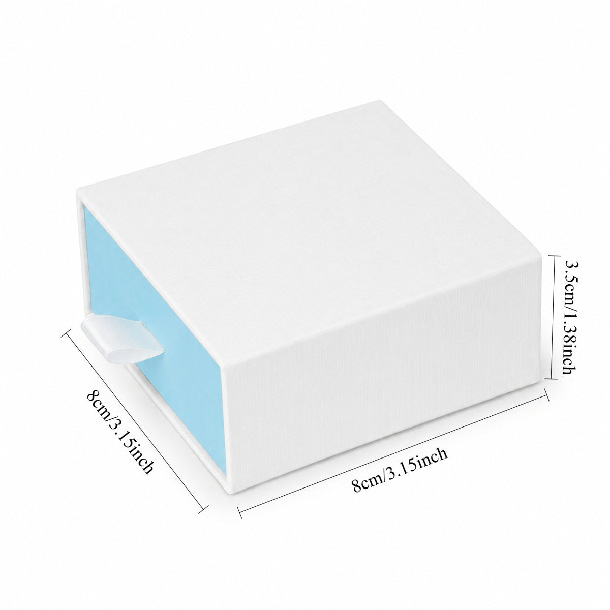 jewelry box - White & Baby Blue Drawer Jewelry Boxes 24 Pack B2533-T side view