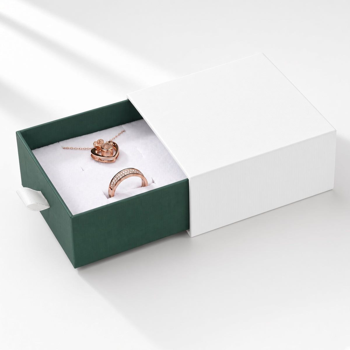 jewelry box - White & Green Drawer Jewelry Boxes 24 Pack B2533-G product view 05