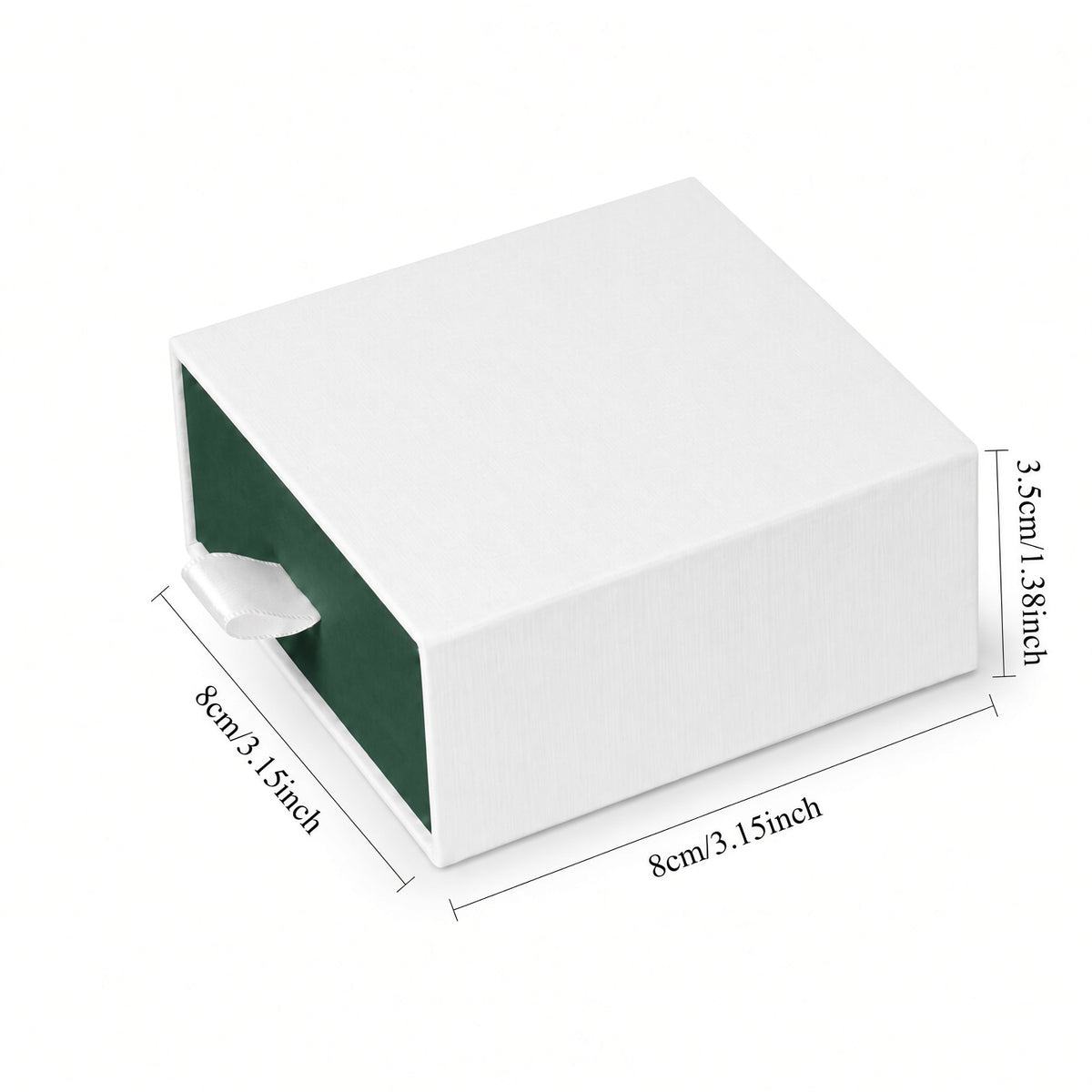 jewelry box - White & Green Drawer Jewelry Boxes 24 Pack B2533-G side view