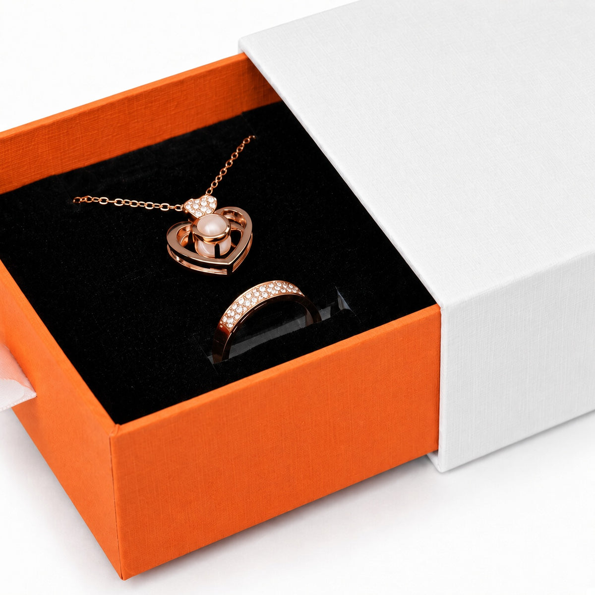 jewelry box - White & Orange Drawer Jewelry Boxes 24 Pack B2533-O detail view