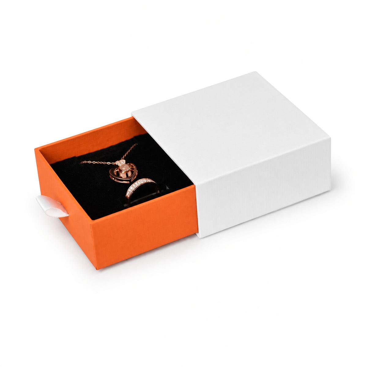 jewelry box - White & Orange Drawer Jewelry Boxes 24 Pack B2533-O product view 05