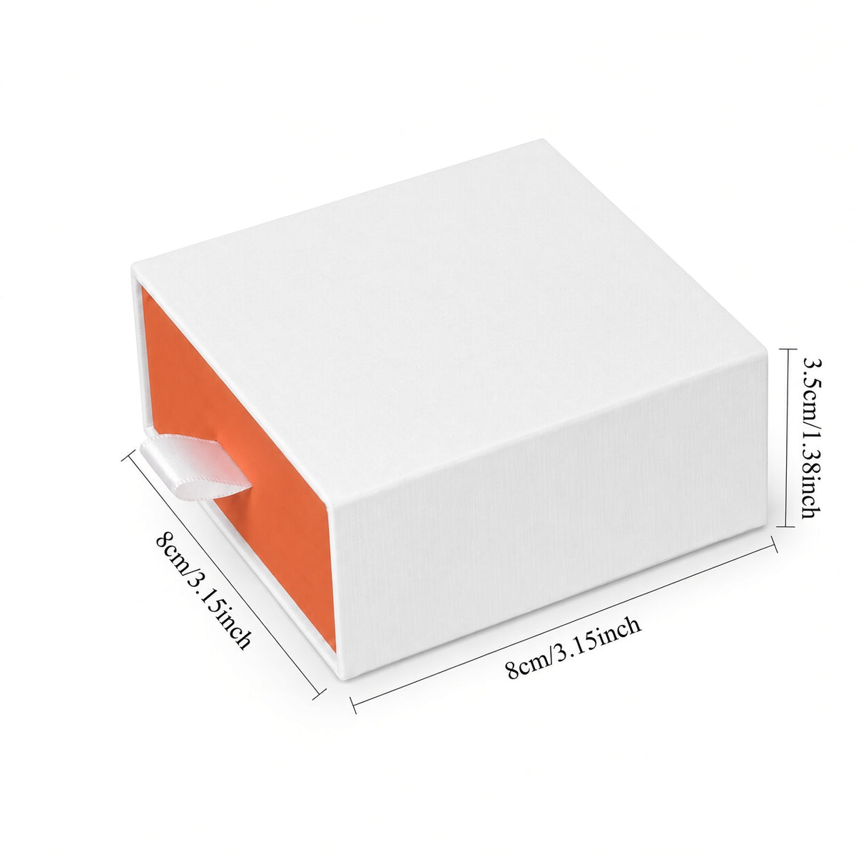 jewelry box - White & Orange Drawer Jewelry Boxes 24 Pack B2533-O side view