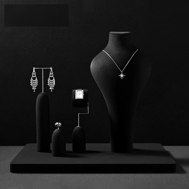 jewelry display - Black Microfiber Jewelry Display Stand Set C03005 detail view