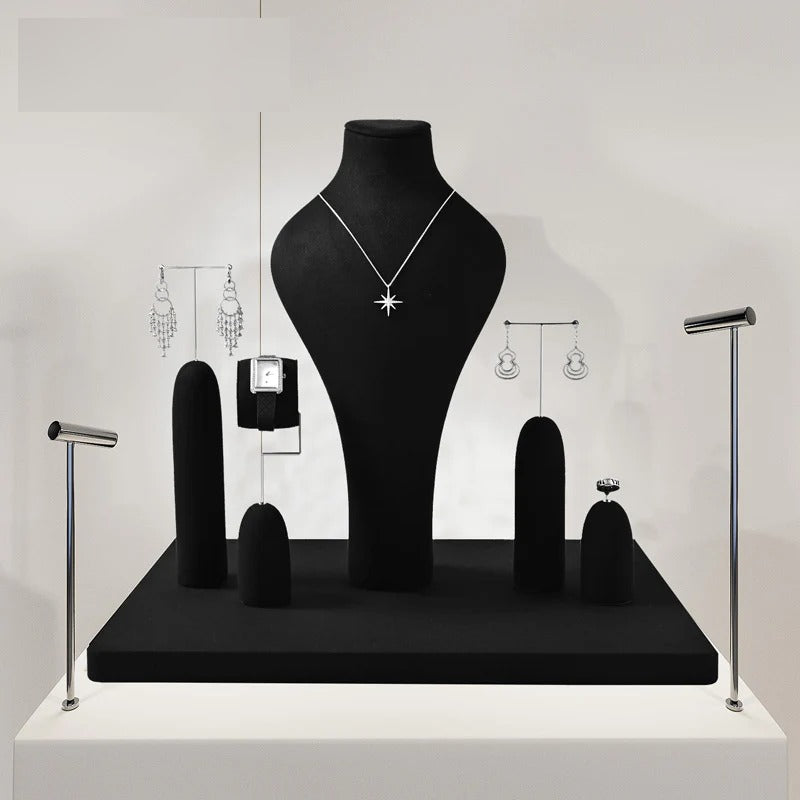 jewelry display - Black Microfiber Jewelry Display Stand Set C03005 product view 06