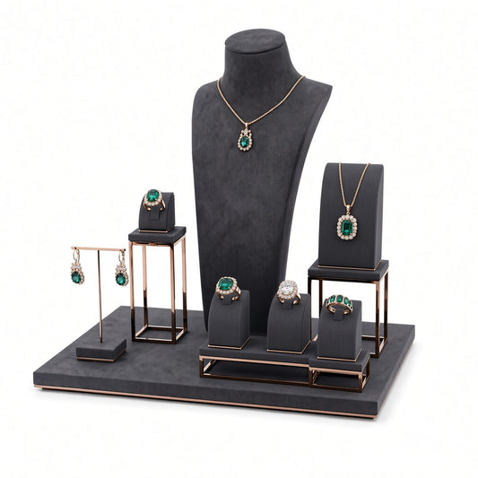 jewelry display - Custom Black Open-Frame Jewelry Display Set CJD009 open view