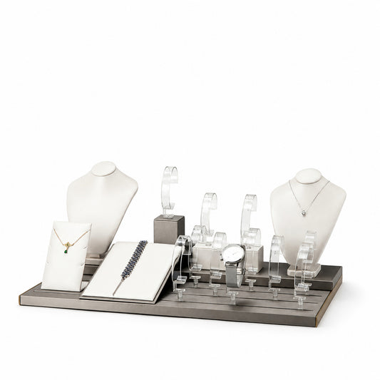 jewelry display - Custom Black White Jewelry Store Display Collection CJD029 front view