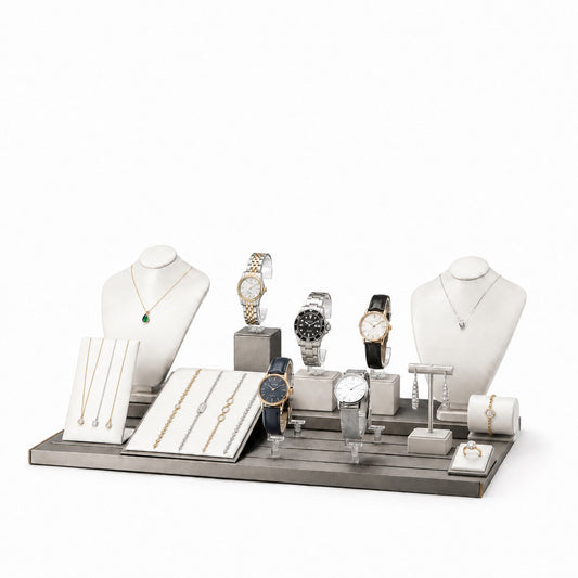 jewelry display - Custom Black White Jewelry Store Display Collection CJD029 open view
