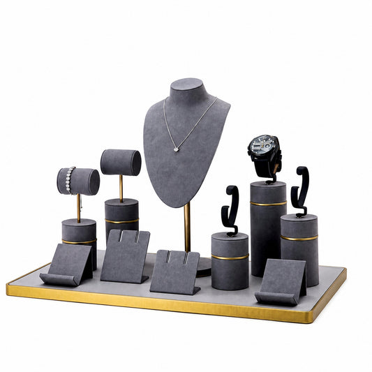 jewelry display - Custom Charcoal Gold Jewelry Display Stand Collection CJD026 front view