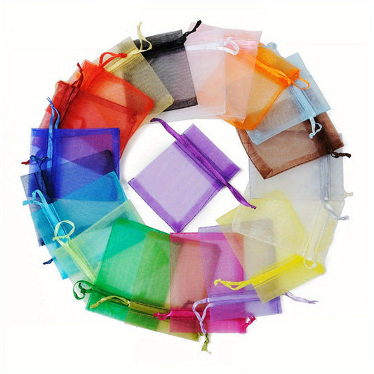 jewelry display and organza jewelry pouch - 100pcs Blue Pink Organza Bags Display Pouches JP015-OG-X S front view