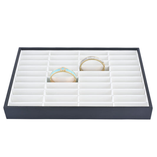 jewelry display tray - 40 White PU Tray T001-BA PU-W front view
