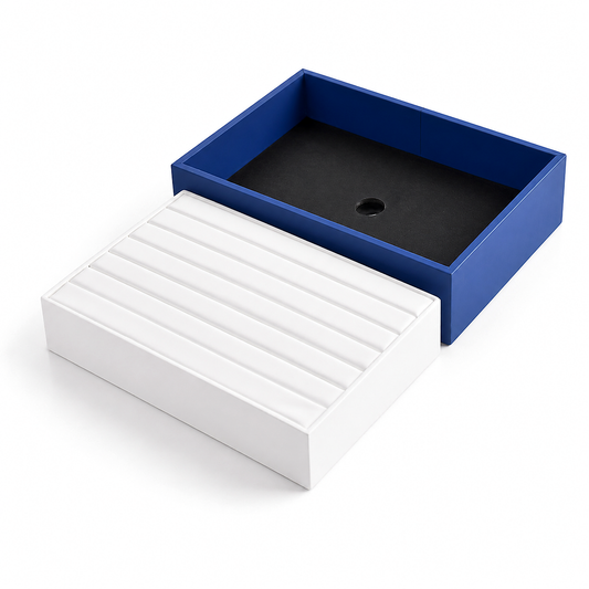 jewelry display tray - Blue White Display Tray T046BA-W open view