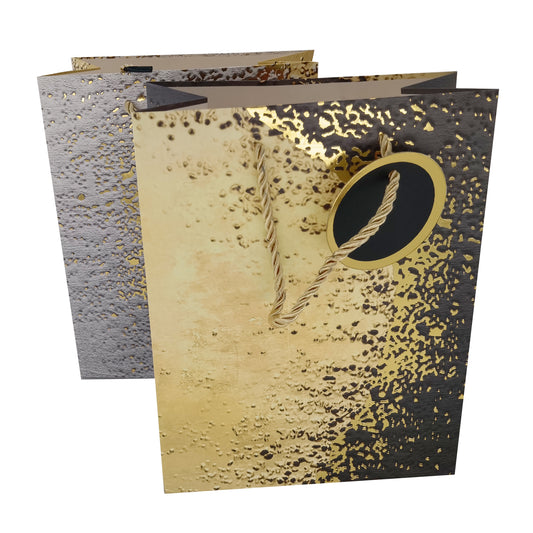 jewelry gift bags - 12 Gold Paper Bags SB09-P-X M front view
