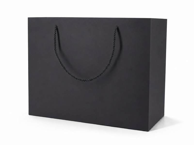jewelry gift bags - 24-Pack Black Wholesale Gift Bags with Rope Handles 13 6 9.75 in SB25-BK front view