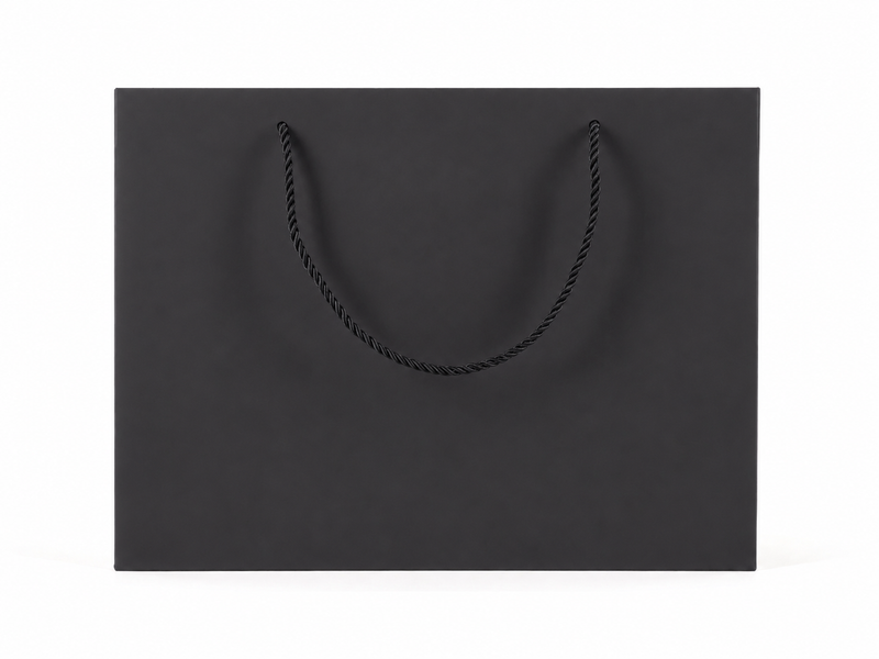 jewelry gift bags - 24-Pack Black Wholesale Gift Bags with Rope Handles 13 6 9.75 in SB25-BK side view