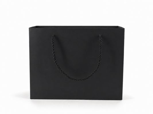 jewelry gift bags - 24-Pack Black Jewelry Packaging Bag Large with Rope Handles 10.25 4.25 7.75 in SB23-BK open view