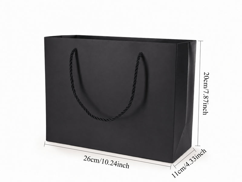 jewelry gift bags - 24-Pack Black Jewelry Packaging Bag Large with Rope Handles 10.25 4.25 7.75 in SB23-BK side view
