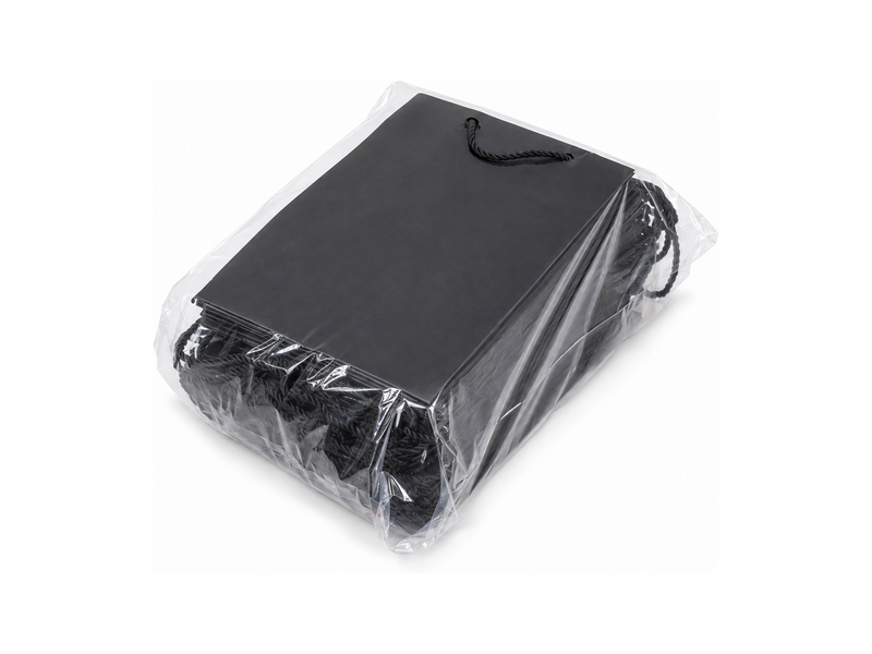 jewelry gift bags - 24-Pack Black Jewelry Packaging Bag Large with Rope Handles 7.75 4.25 10.25 in SB22-BK detail view