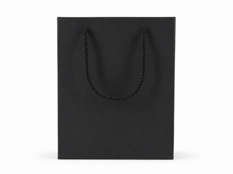 jewelry gift bags - 24-Pack Black Jewelry Packaging Bag Large with Rope Handles 7.75 4.25 10.25 in SB22-BK open view