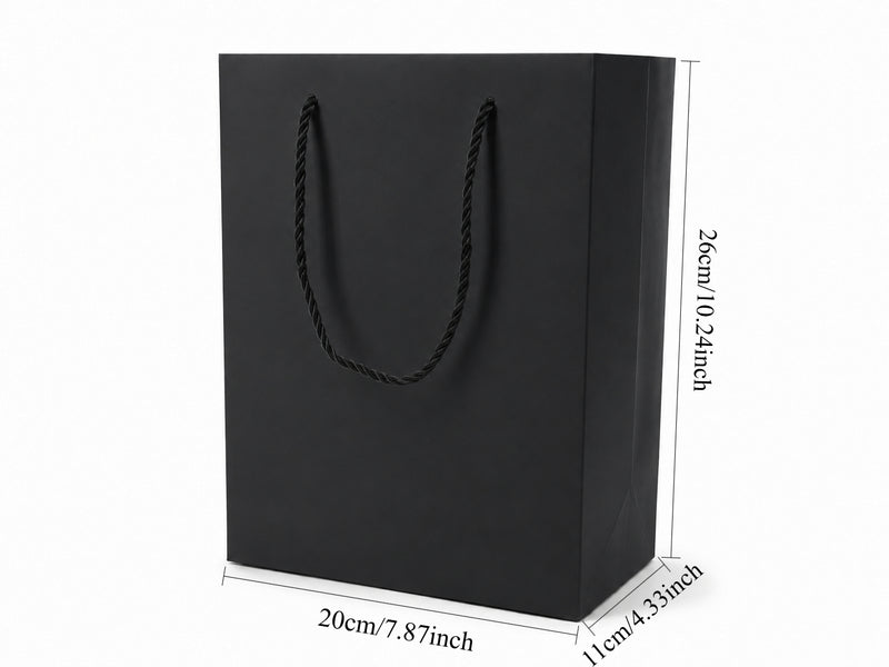 jewelry gift bags - 24-Pack Black Jewelry Packaging Bag Large with Rope Handles 7.75 4.25 10.25 in SB22-BK side view