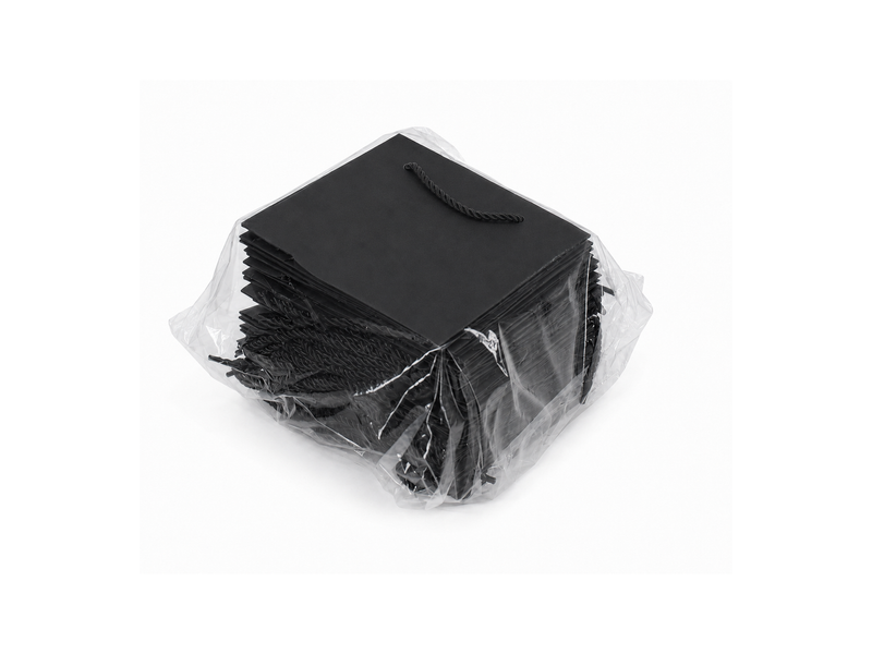 jewelry gift bags - 24-Pack Black Luxury Paper Bags with Rope Handles 7.75 3.5 6.25 in SB21-BK detail view