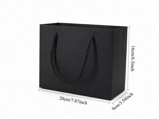 jewelry gift bags - 24-Pack Black Luxury Paper Bags with Rope Handles 7.75 3.5 6.25 in SB21-BK open view