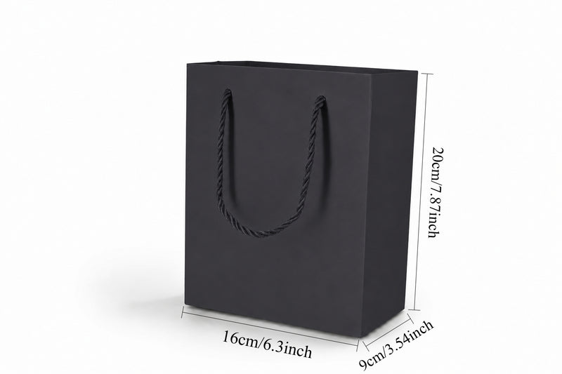 jewelry gift bags - 24-Pack Black Gift Bags for Jewelry Packaging with Rope Handles 6.25 3.5 7.75 in SB20-BK side view