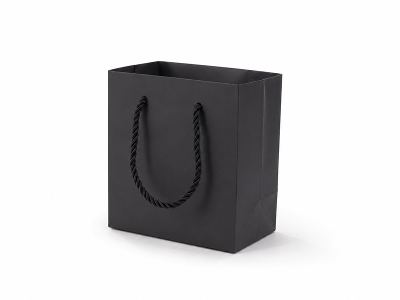 jewelry gift bags - 24-Pack Black Extra Small Gift Bags with Rope Handles 4.75 2.75 5 in SB19-BK front view