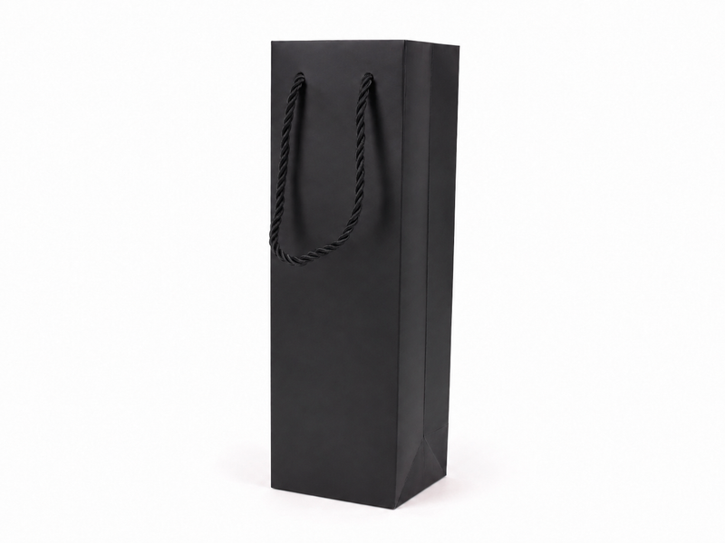 jewelry gift bags - 24-Pack Black Small Paper Gift Bags with Rope Handles 3.25 2.75 10.75 in SB24-BK front view