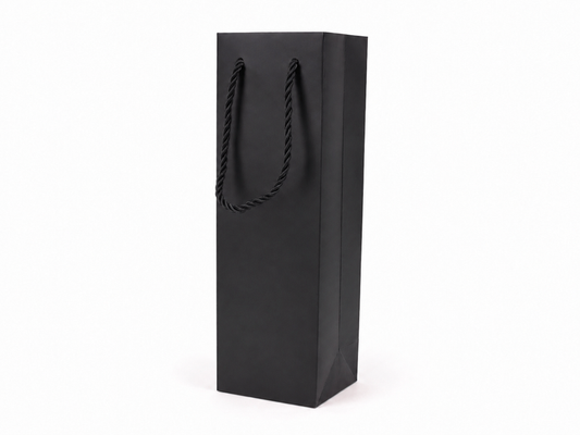 jewelry gift bags - 24-Pack Black Small Paper Gift Bags with Rope Handles 3.25 2.75 10.75 in SB24-BK front view