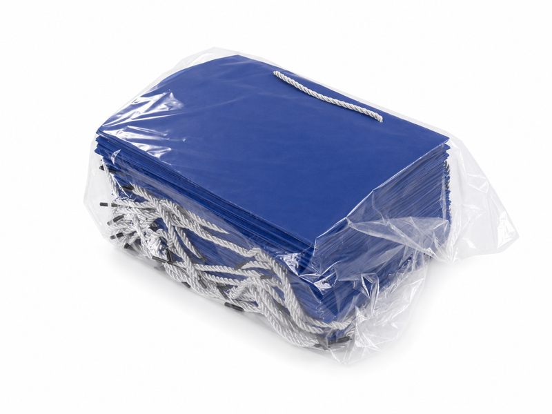 jewelry gift bags - 24-Pack Blue High Quality Paper Jewelry Bags with Rope Handles 10.25 4.25 7.75 in SB23-B detail view