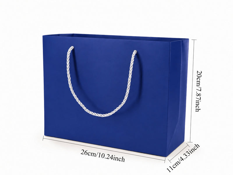 jewelry gift bags - 24-Pack Blue High Quality Paper Jewelry Bags with Rope Handles 10.25 4.25 7.75 in SB23-B side view
