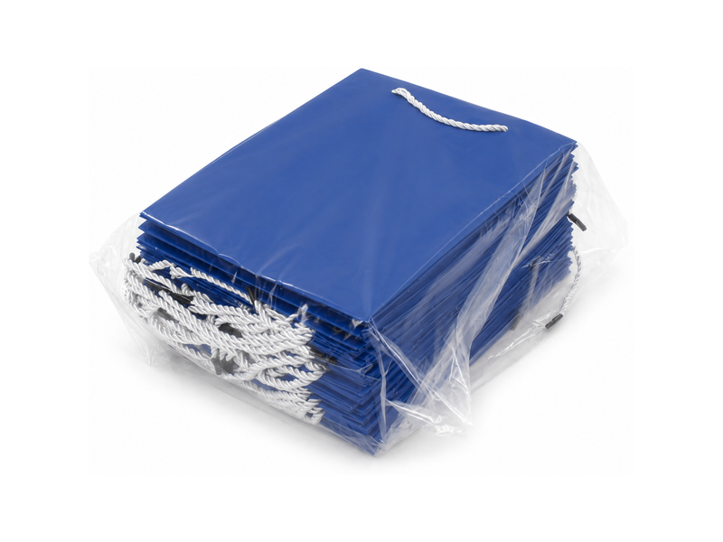 jewelry gift bags - 24-Pack Blue Paper Jewelry Bags with Rope Handles 7.75 4.25 10.25 in SB22-B detail view