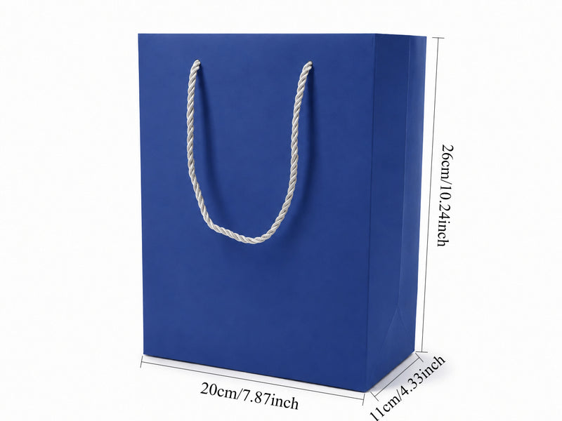 jewelry gift bags - 24-Pack Blue Paper Jewelry Bags with Rope Handles 7.75 4.25 10.25 in SB22-B open view
