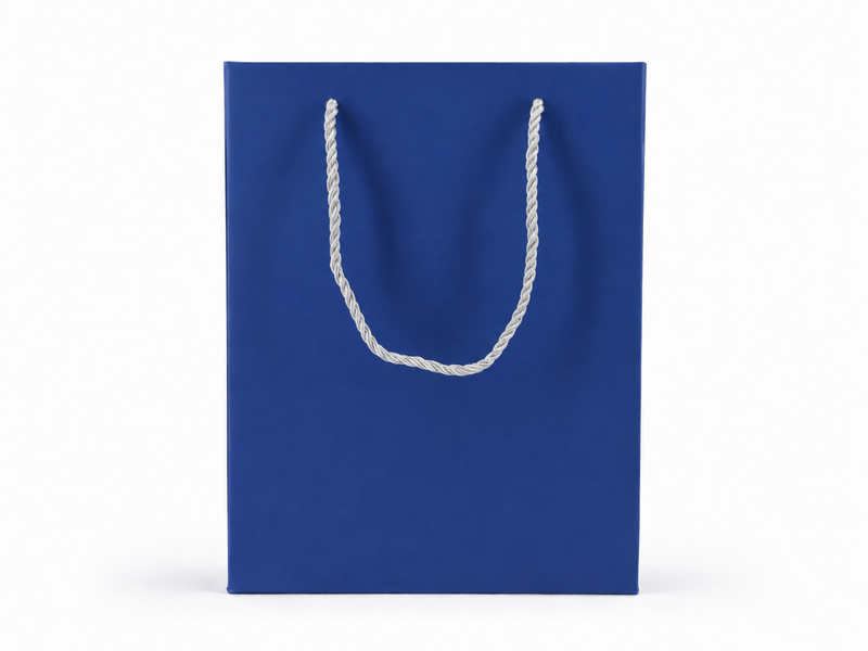 jewelry gift bags - 24-Pack Blue Paper Jewelry Bags with Rope Handles 7.75 4.25 10.25 in SB22-B side view
